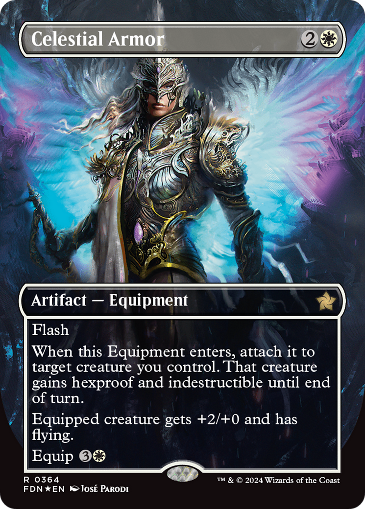 Celestial Armor (Borderless) (Mana Foil) [Foundations]