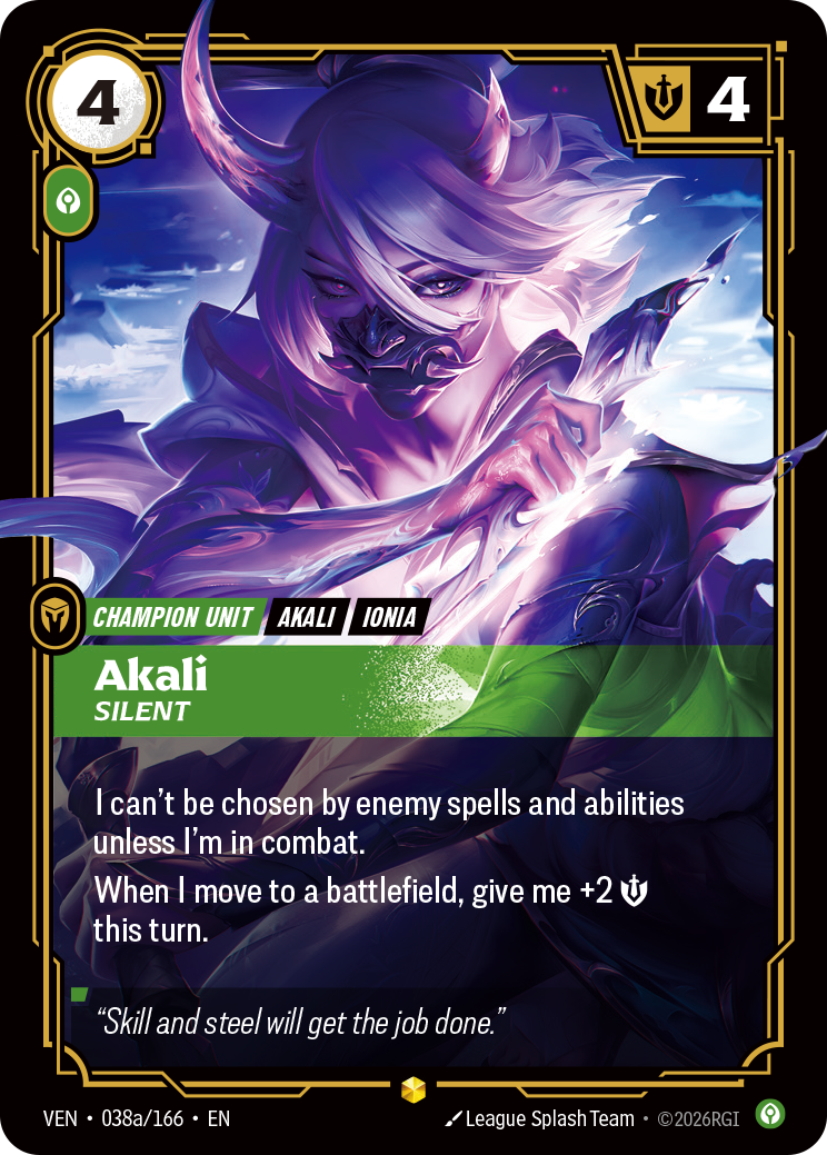 Akali, Silent (Alternate Art) [VEN-038A/166]