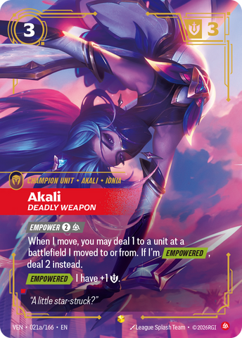 Akali, Deadly Weapon (Alternate Art) [VEN-021A/166]